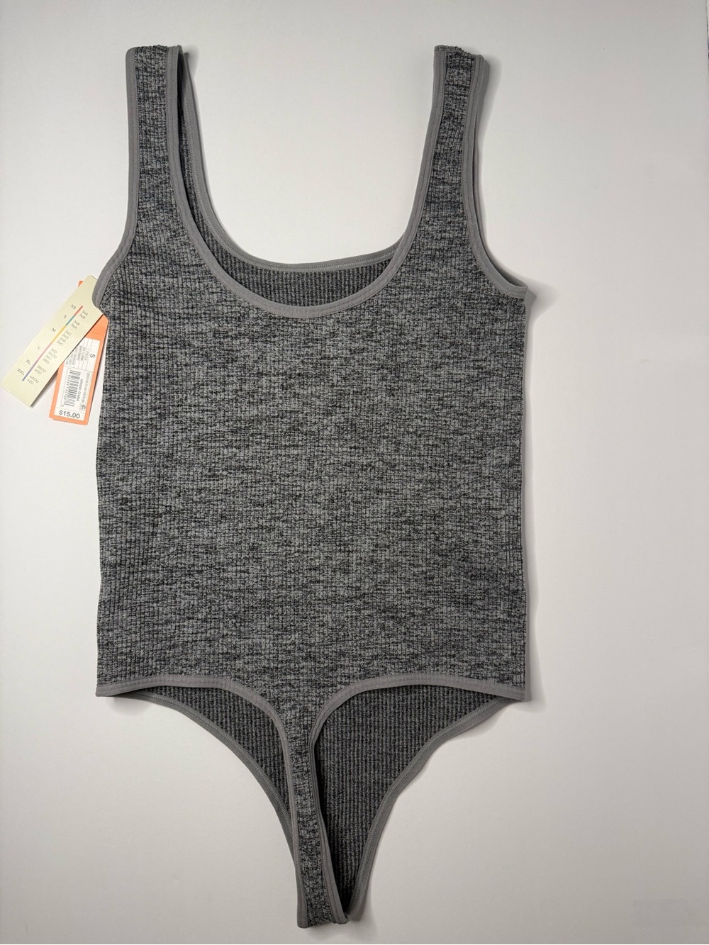 Colsie Grey Ribbed Scoop Neck Bodysuit - Picture 2 of 2